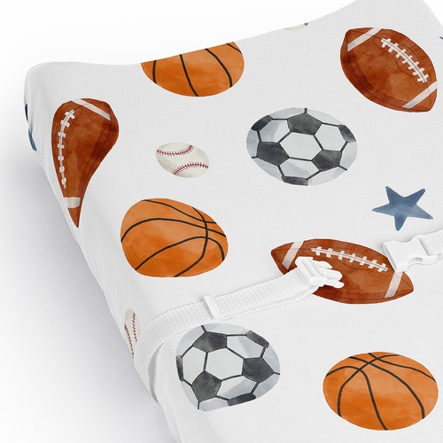 Watercolor Sports Theme Collection Changing Pad Cover Sheet - alt image 3