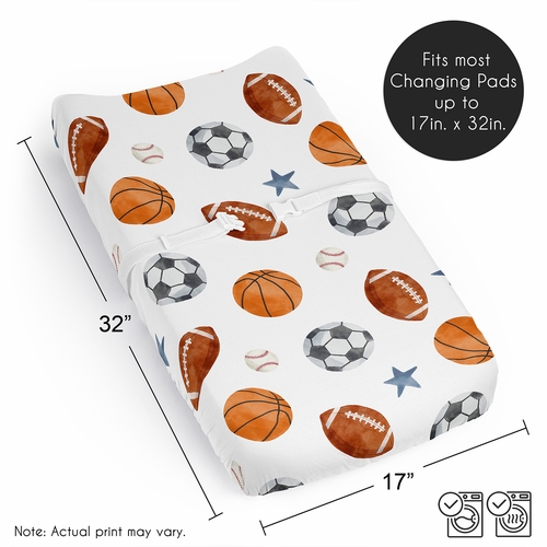 Watercolor Sports Theme Collection Changing Pad Cover Sheet - alt image 5