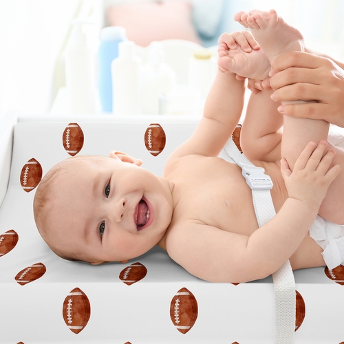 Watercolor Sports Theme Collection Changing Pad Cover Sheet - Football Print - alt image 2