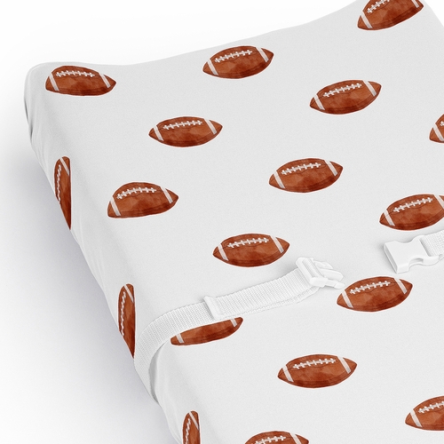 Watercolor Sports Theme Collection Changing Pad Cover Sheet - Football Print - alt image 3