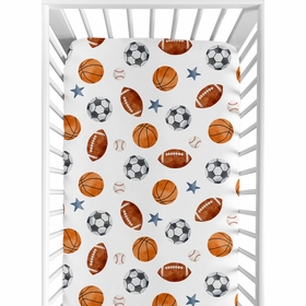 Watercolor Sports Theme Collection Crib Sheet