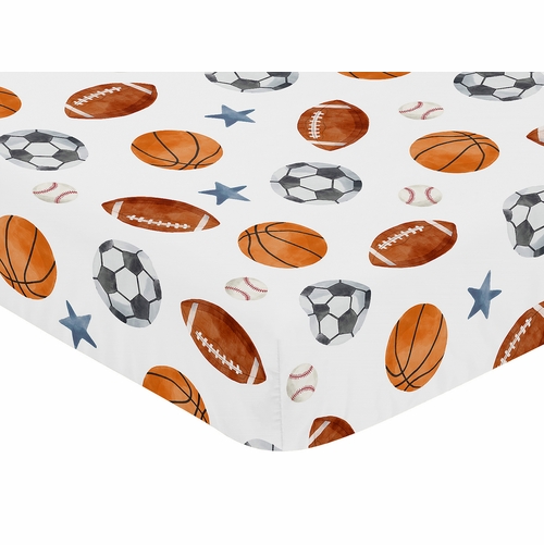 Watercolor Sports Theme Collection Crib Sheet - alt image 2