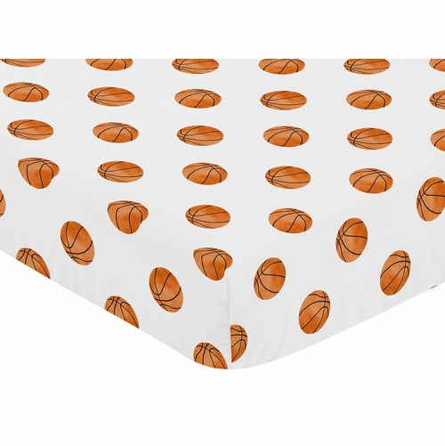 Watercolor Sports Theme Collection Crib Sheet - Basketball Print - alt image 2