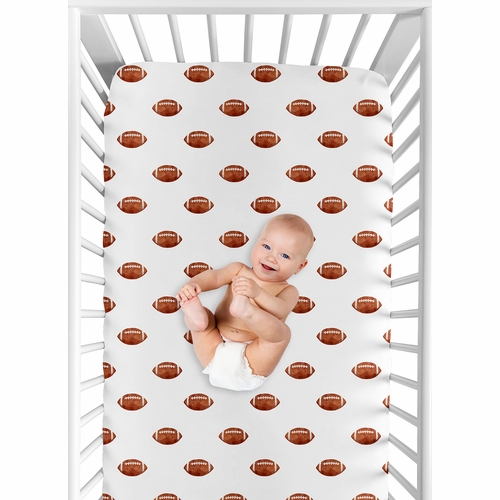 Watercolor Sports Theme Collection Crib Sheet - Football Print - alt image 3