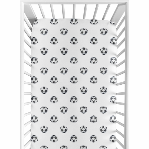 Watercolor Sports Theme Collection Crib Sheet - Soccer Balls Print