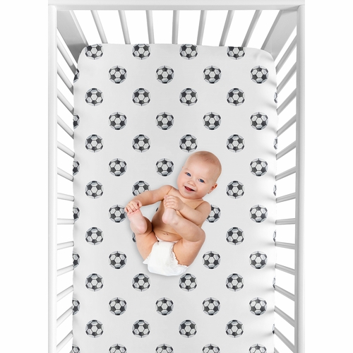 Watercolor Sports Theme Collection Crib Sheet - Soccer Balls Print - alt image 3