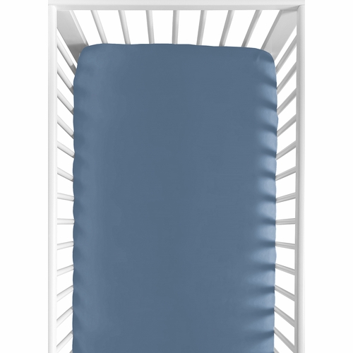 Watercolor Sports Theme Collection Crib Sheet - Solid Slate Blue