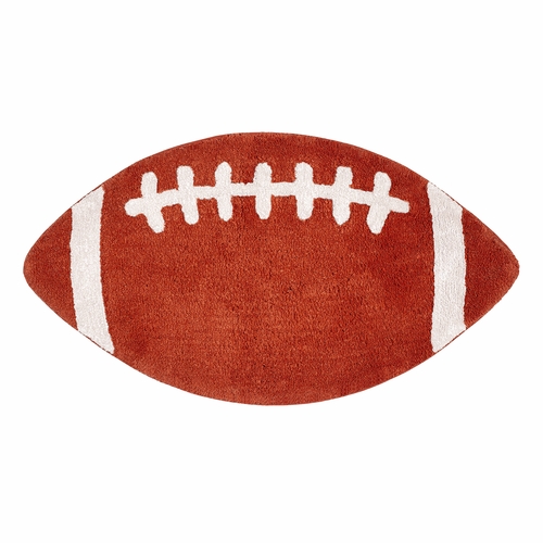 Watercolor Sports Theme Collection Football Accent Floor Rug