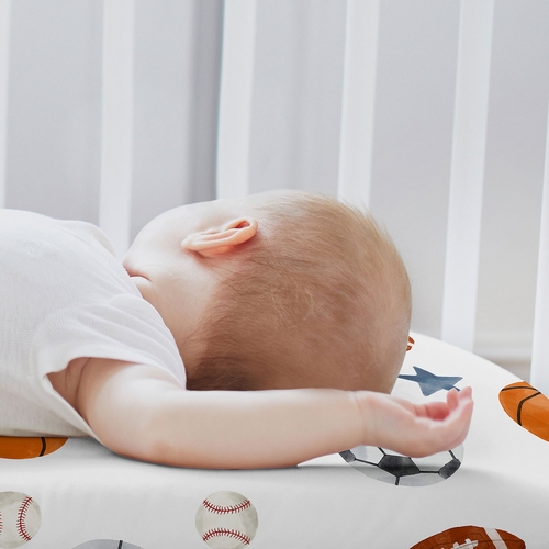 Watercolor Sports Theme Collection - Football Print 2 Pack Baby Bassinet Fitted Sheets - alt image 2