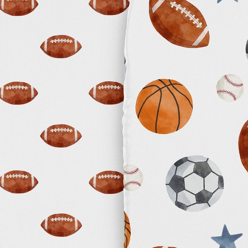 Watercolor Sports Theme Collection - Football Print 2 Pack Baby Bassinet Fitted Sheets - alt image 4
