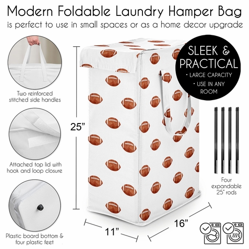 Watercolor Sports Theme Collection - Football Print Laundry Hamper with Handles - alt image 4