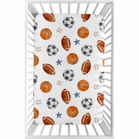 Watercolor Sports Theme Collection Mini Crib Sheet