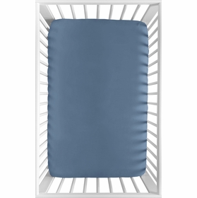 Watercolor Sports Theme Collection Mini Crib Sheet - Solid Slate Blue