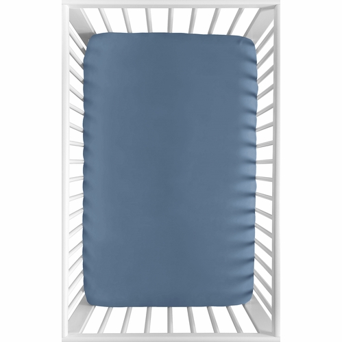 Watercolor Sports Theme Collection Mini Crib Sheet - Solid Slate Blue