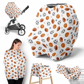 Watercolor Sports Theme Collection Multi Use Baby Car Seat and Nursing Cover
