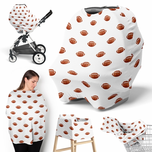 Watercolor Sports Theme Collection Multi Use Baby Car Seat and Nursing Cover - Football Print