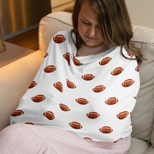 Watercolor Sports Theme Collection Multi Use Baby Car Seat and Nursing Cover - Football Print - alt image 1