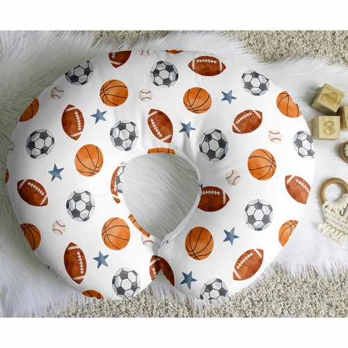 Watercolor Sports Theme Collection Nursing Breastfeeding Pillow Cover - alt image 4