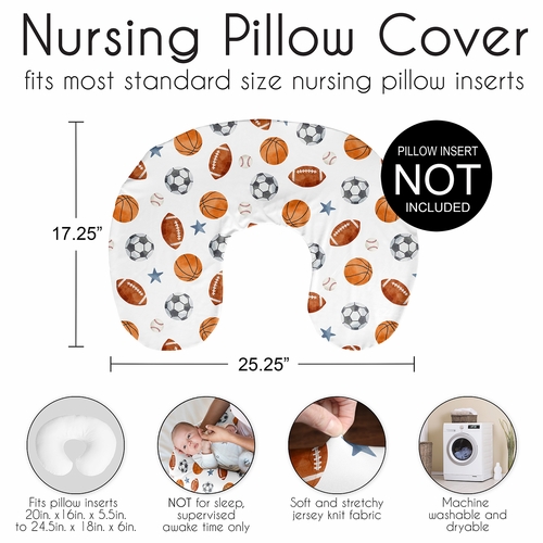 Watercolor Sports Theme Collection Nursing Breastfeeding Pillow Cover - alt image 5
