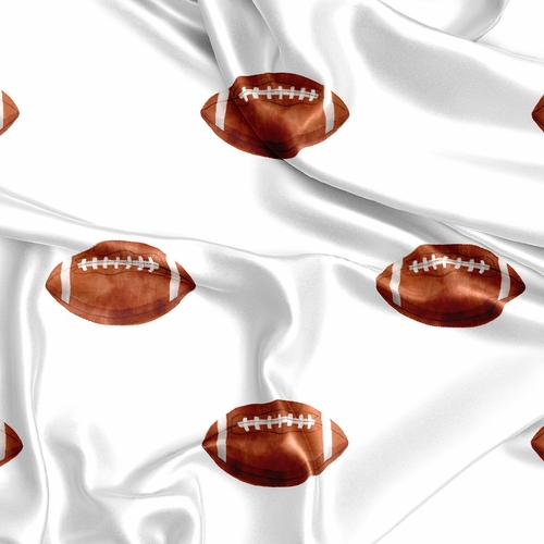 Watercolor Sports Theme Collection Satin Fitted Crib Sheet - Football Print - alt image 1