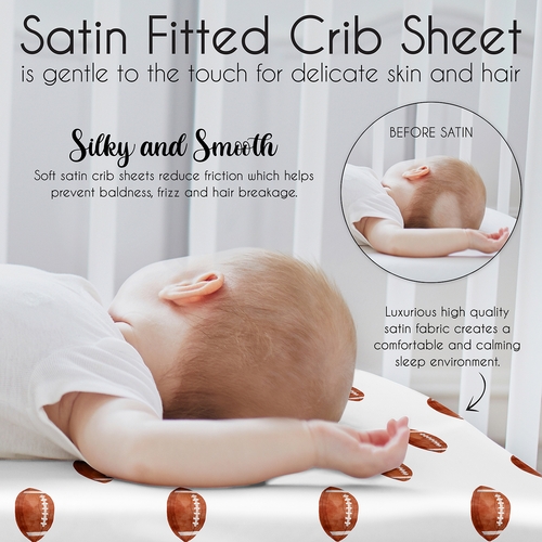 Watercolor Sports Theme Collection Satin Fitted Crib Sheet - Football Print - alt image 4