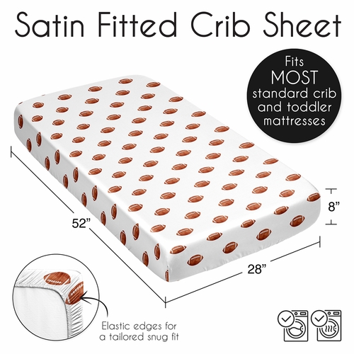 Watercolor Sports Theme Collection Satin Fitted Crib Sheet - Football Print - alt image 5