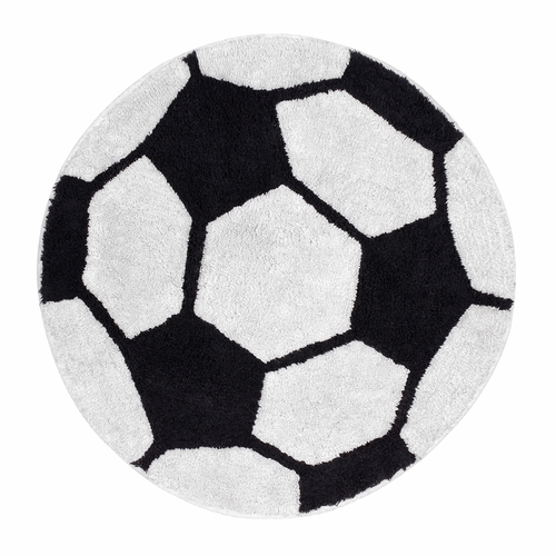 Watercolor Sports Theme Collection Soccer Ball Accent Floor Rug