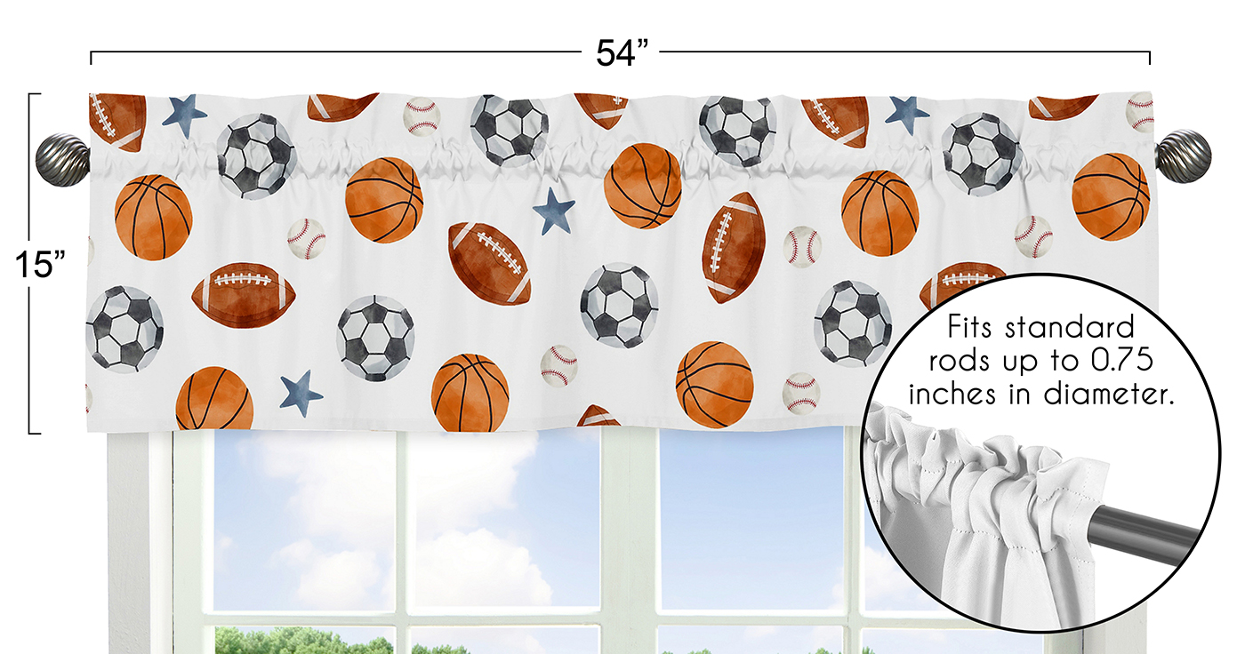 Watercolor Sports Theme Collection Window Valance