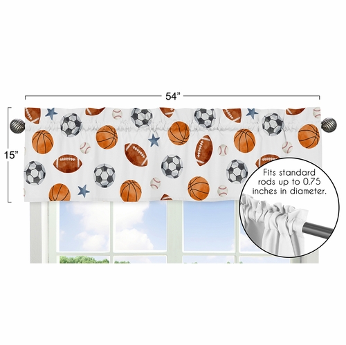 Watercolor Sports Theme Collection Window Valance - alt image 4