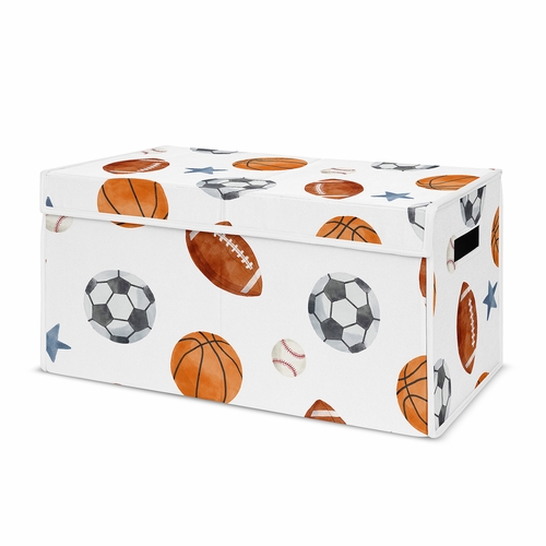 Watercolor Sports Theme Fabric Toy Bin Storage