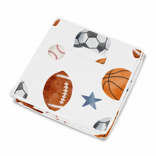 Watercolor Sports Theme Fabric Toy Bin Storage - alt image 3