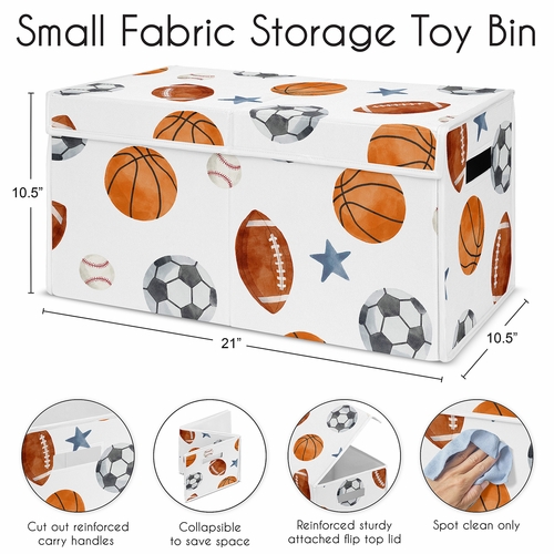 Watercolor Sports Theme Fabric Toy Bin Storage - alt image 5