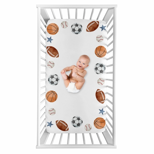 Watercolor Sports Theme Photo Op Crib Sheet