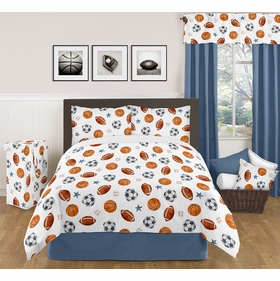 Watercolor Sports Theme Queen Bed Skirt