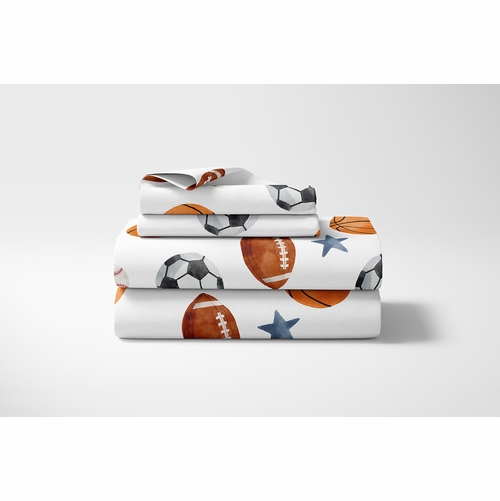 Watercolor Sports Theme Queen Sheet Set - alt image 1