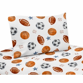 Watercolor Sports Theme Queen Sheet Set