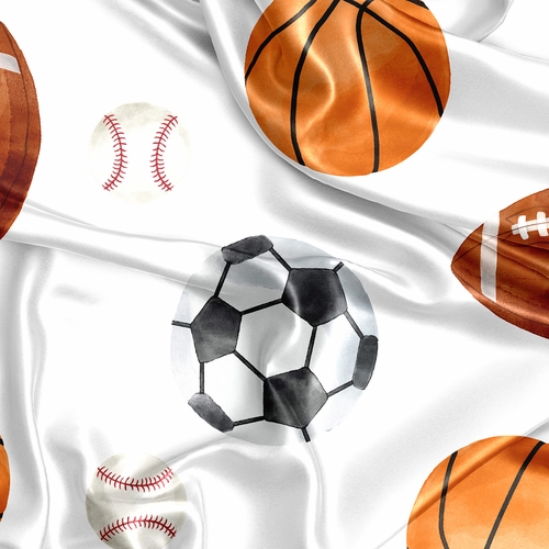 Watercolor Sports Theme Satin Fitted Crib Sheet - alt image 1