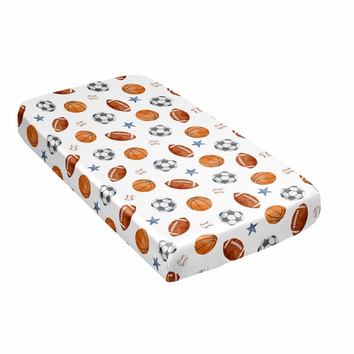 Watercolor Sports Theme Satin Fitted Crib Sheet - alt image 2