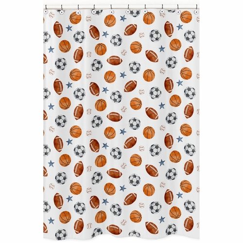 Watercolor Sports Theme Shower Curtain