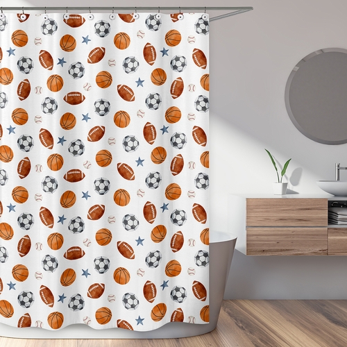 Watercolor Sports Theme Shower Curtain - alt image 1
