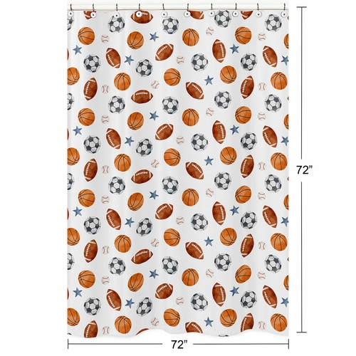 Watercolor Sports Theme Shower Curtain - alt image 4