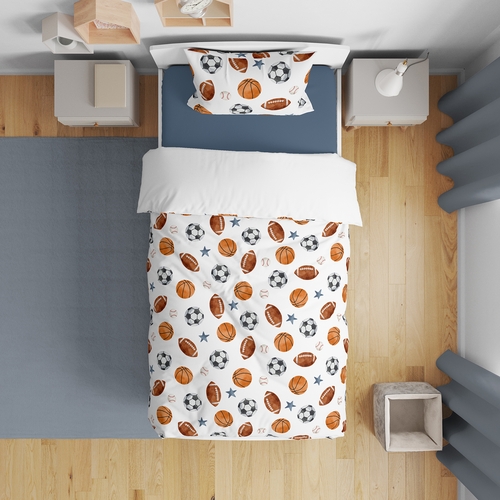 Watercolor Sports Theme Toddler Bedding - alt image 1