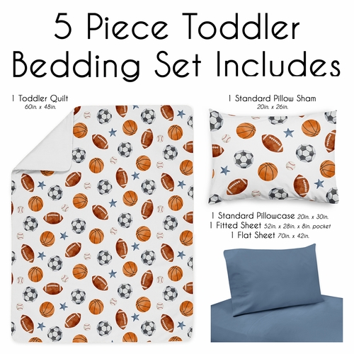 Watercolor Sports Theme Toddler Bedding - alt image 2