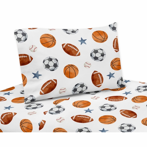 Watercolor Sports Theme Twin Sheet Set