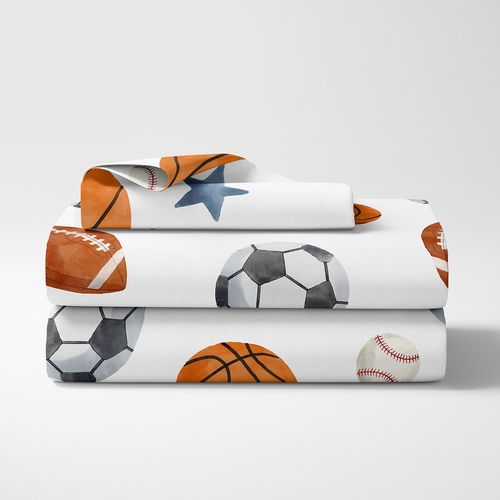 Watercolor Sports Theme Twin Sheet Set - alt image 1
