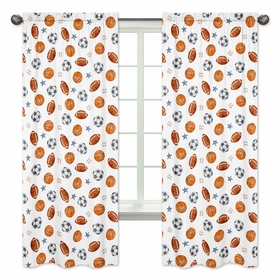 Watercolor Sports Theme Window Panels - Set of 2