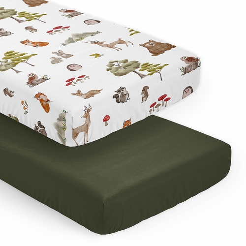Watercolor Woodland Forest Animals 2 Pack Crib Sheets
