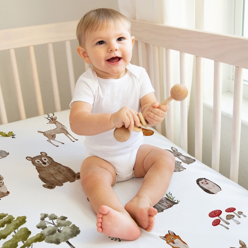 Watercolor Woodland Forest Animals 2 Pack Crib Sheets - alt image 3