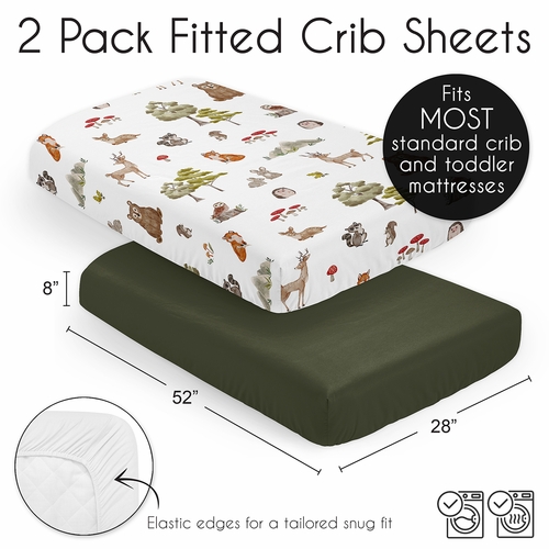 Watercolor Woodland Forest Animals 2 Pack Crib Sheets - alt image 5