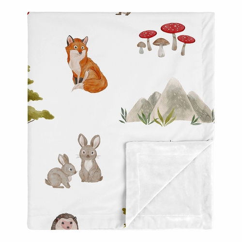 Watercolor Woodland Forest Animals Baby Blanket